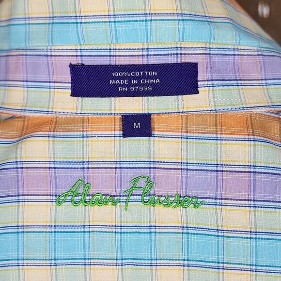 Alan Flusser Oxford Shirt Multicolor Plaid Size M - Picture 5 of 6